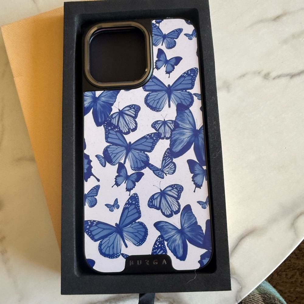 Elite Blue Butterfly Burga case for iPhone 16 Pro Max